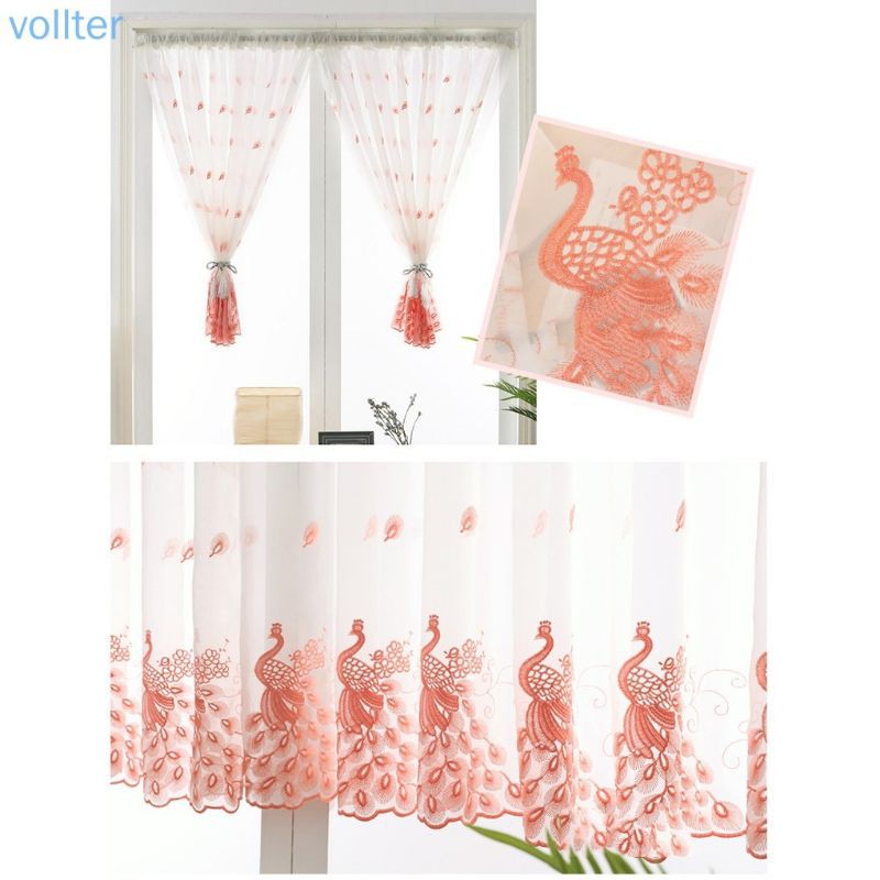 New peacock curtain lace Window Sheer Curtains Valance Living Room