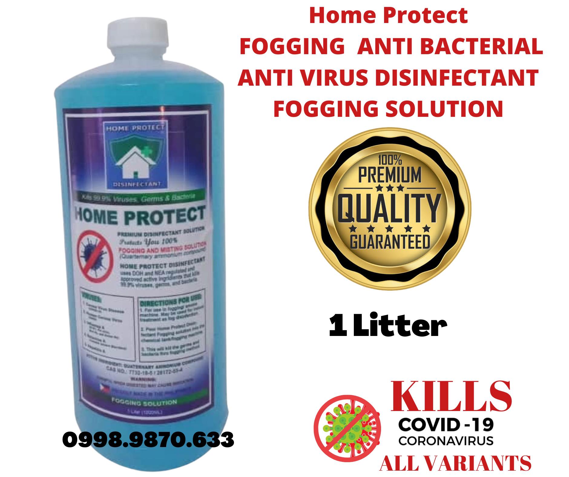 Home Protect 1liter Antibacterial Disinfectant Solution for Fogging