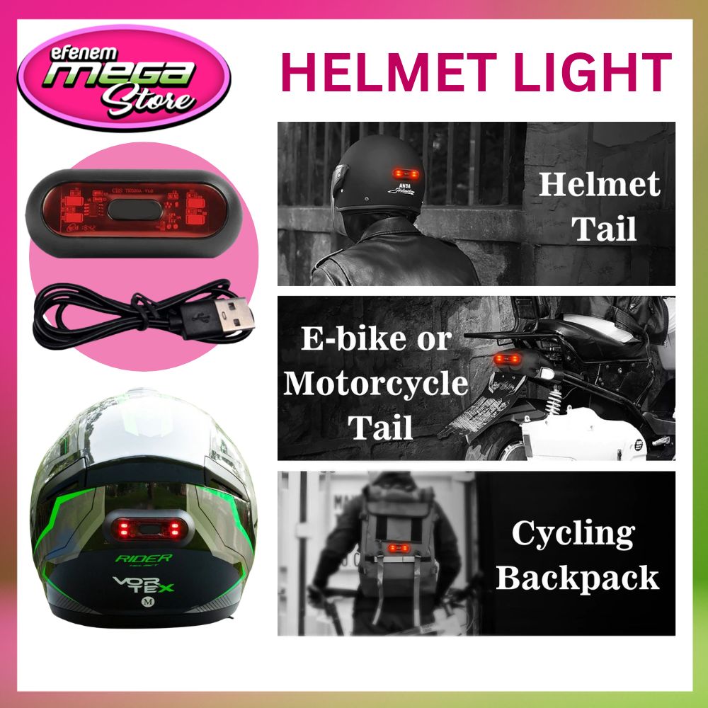 EFENEM Motorcycle Helmet Light, Bike Bicycle Rear Red Safety Light, Helmet Light, Warning Tail