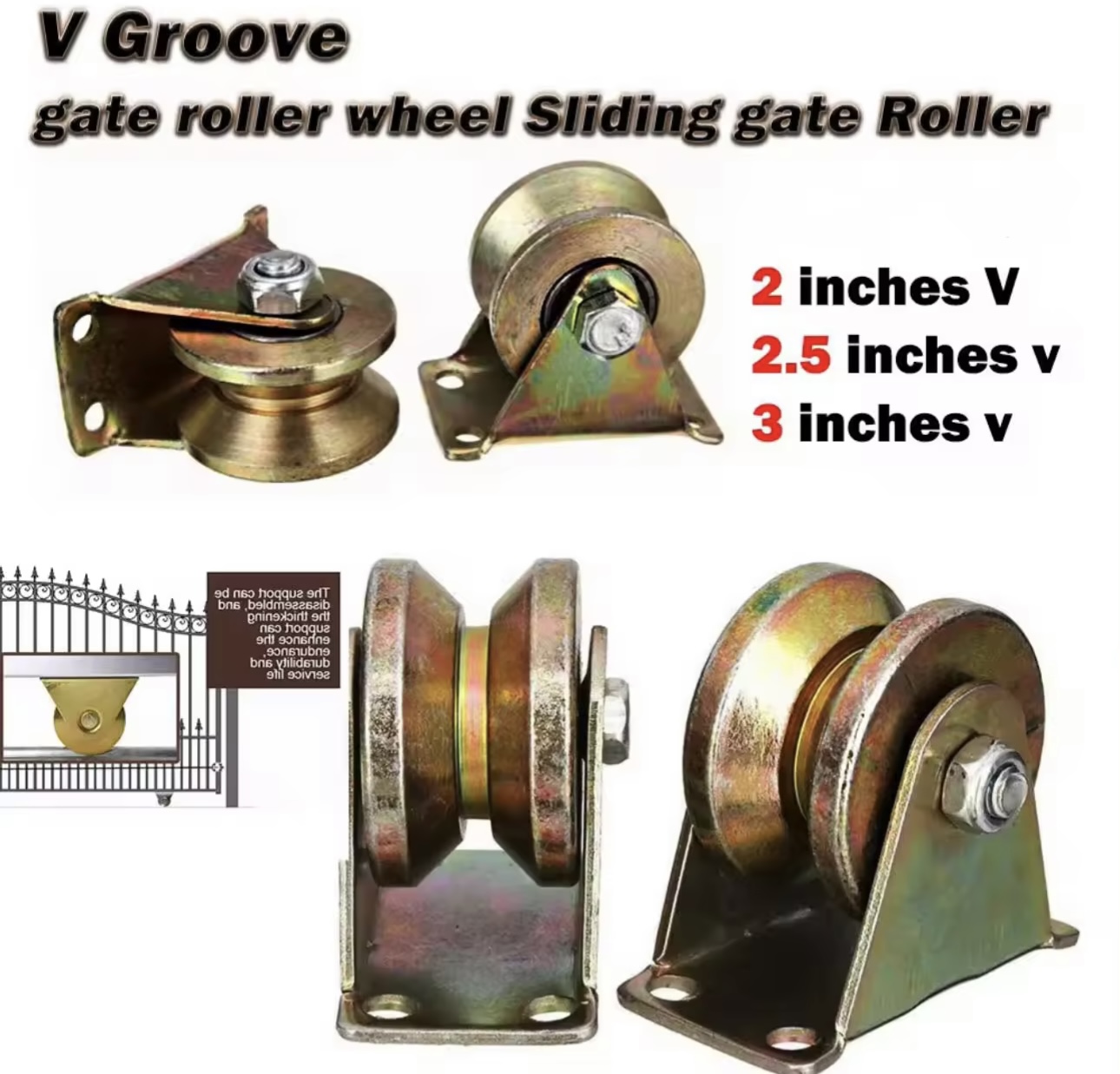 VGroove roller Wheel, Sliding Gate Wheel, Heavy Duty Rigid Roller for