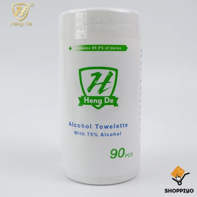 Heng De Alcohol Towelette Disinfectant Wet Wipes (75% Alcohol) 90pcs.