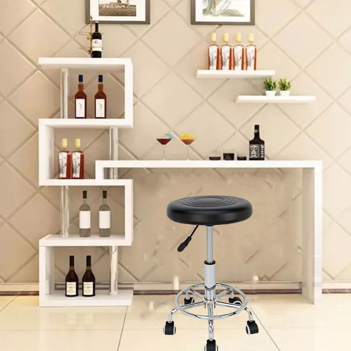Mini Bar table with Wine Rack 360 Swivel Bar Counter Table for Living