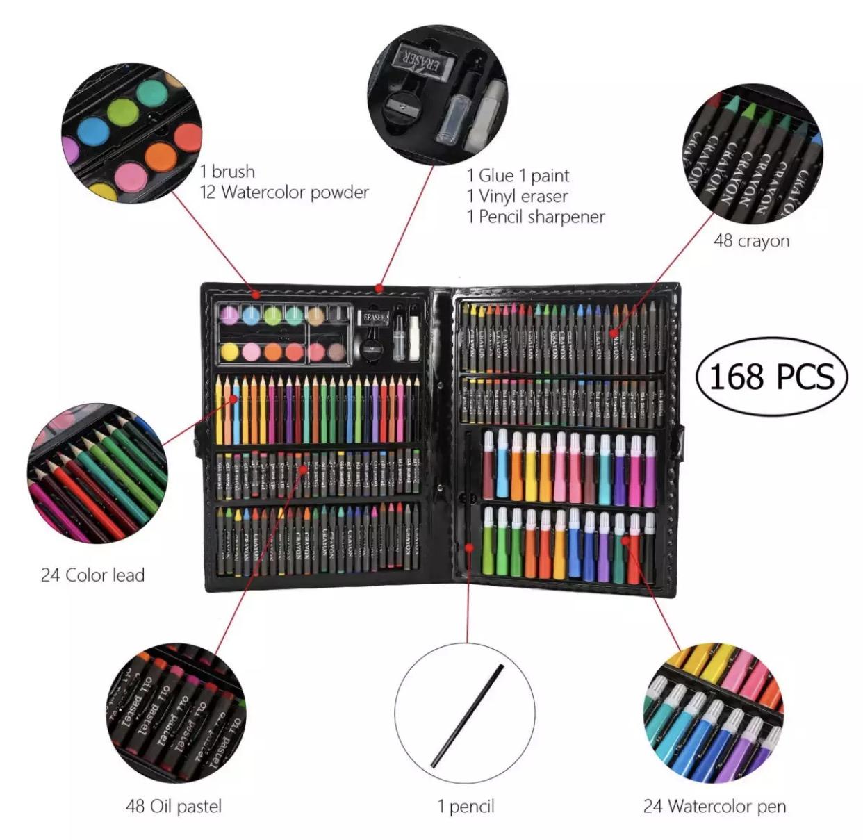 Candy Online 168 Pcs Super Mega Art Set Coloring Set For Kids Deluxe  Colored Pencil Kit for Artists