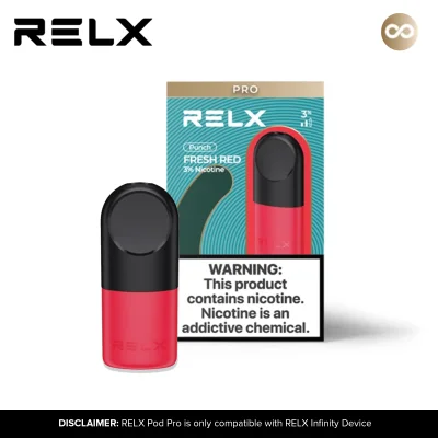 RELX Pod Pro FRESH RED Flavor For RELX INFINITY Leak-Resistant Maze Technology Ergonomic Mouthpiece Design Smooth Vapor Draw