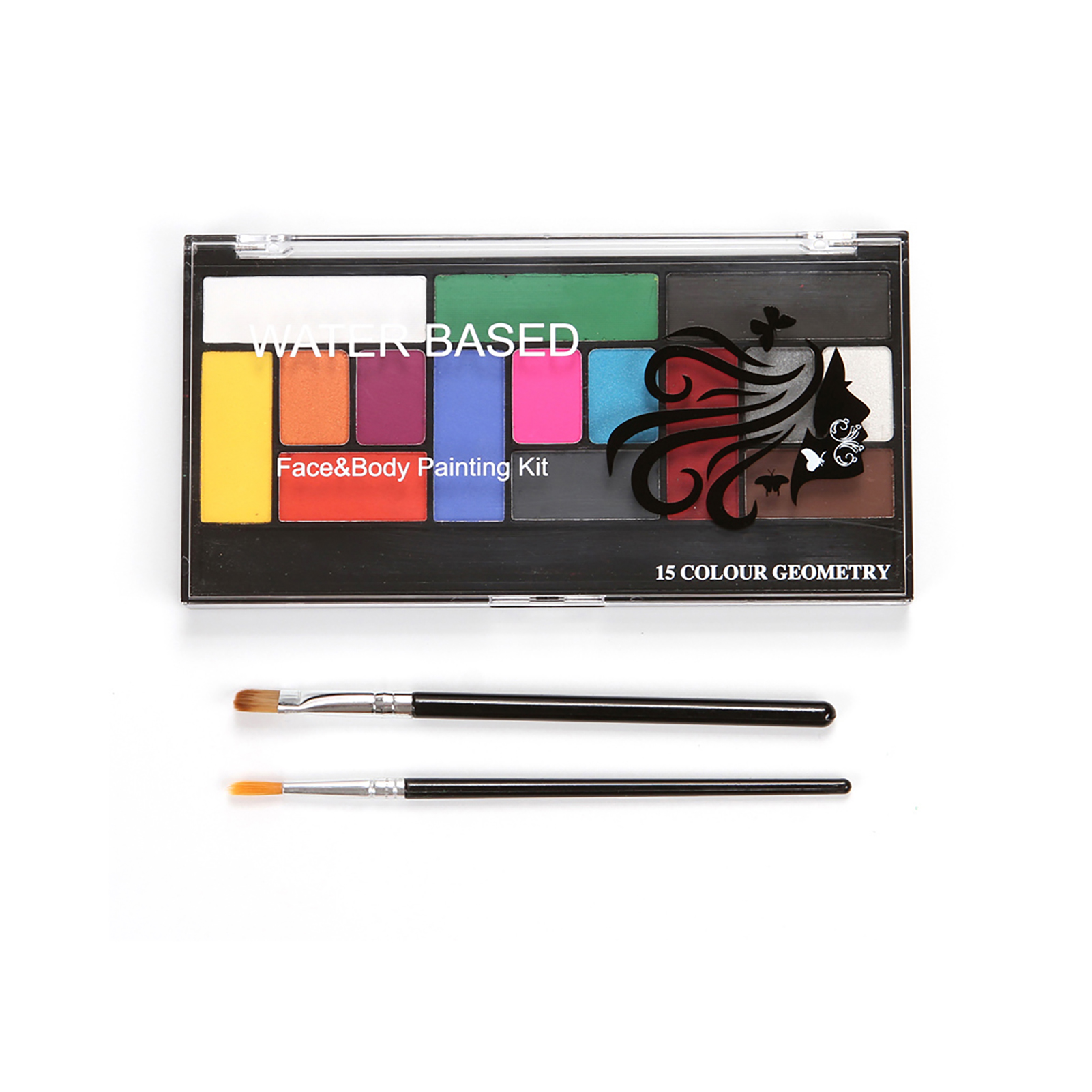 Professional 15 Colors Face Body Paint Kit with 2 Brushes Washable Face ...