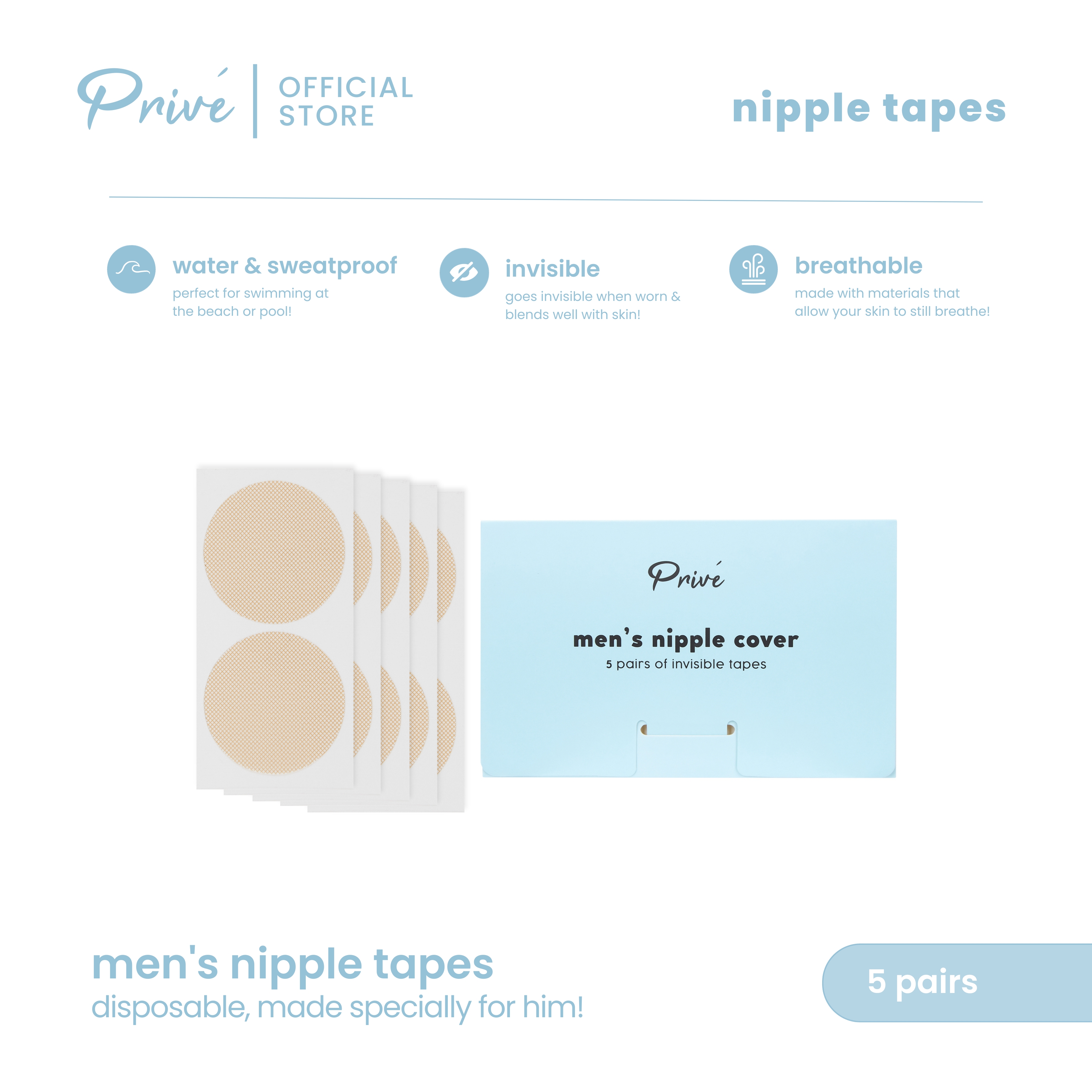 PRIVE Men's Nipple Tape Nipple Cover For Nipple Protector Disposable