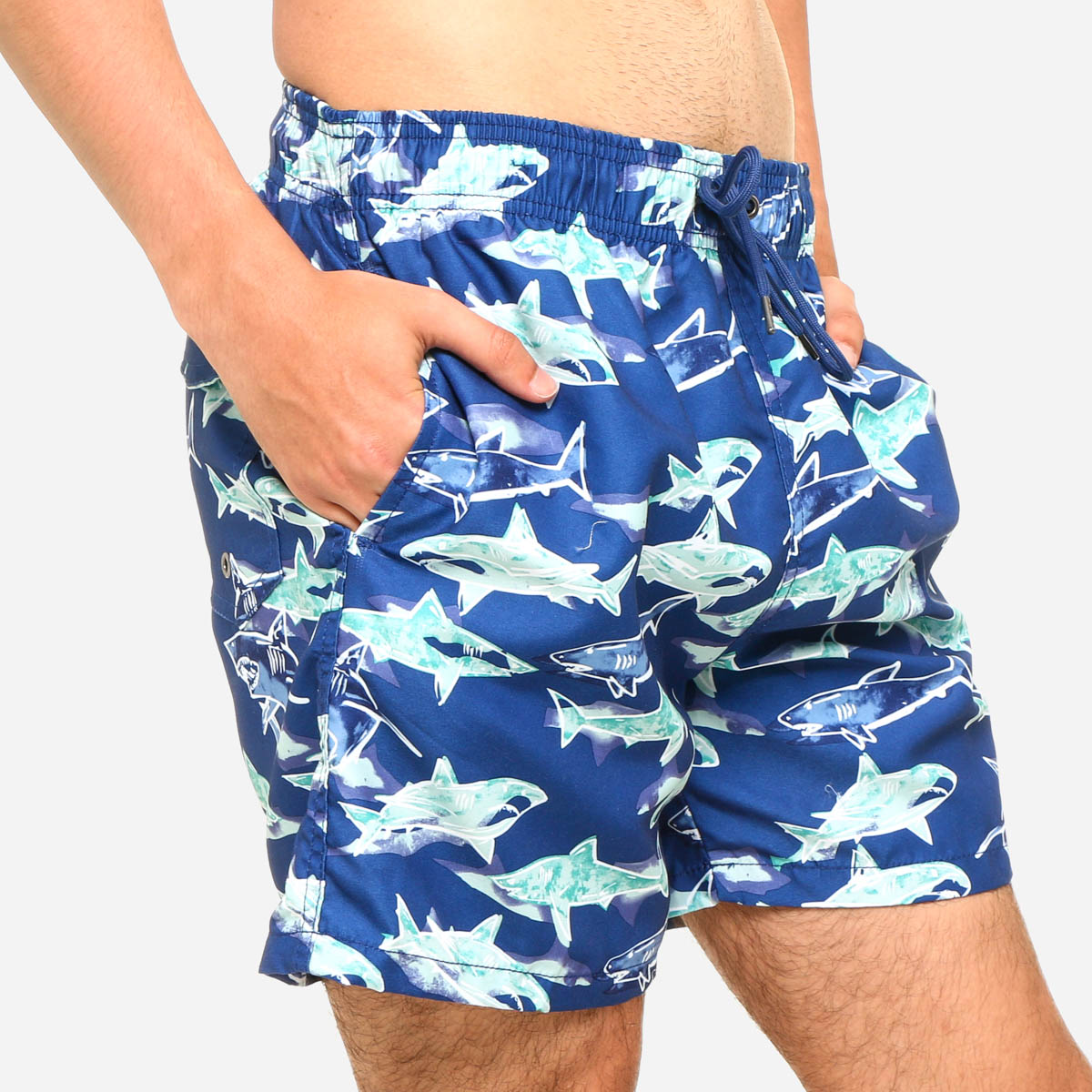 Coco Republic Mens Shark Graphic Board Shorts in Navy Blue review and price