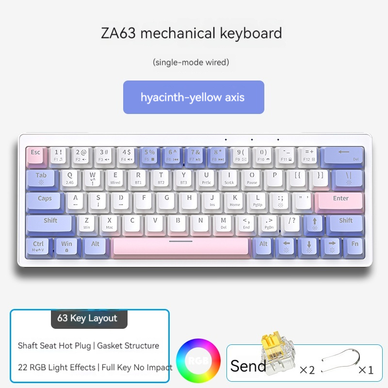 ZETA 63 PRO mechanical keyboard wireless gaming keyboard yellow switch ...