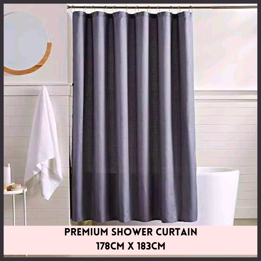 Primagestras Top Grade Shower Curtain For Bathroom Curtains Waterproof  Plain Colors With Rod Set PVC Washable Makapal