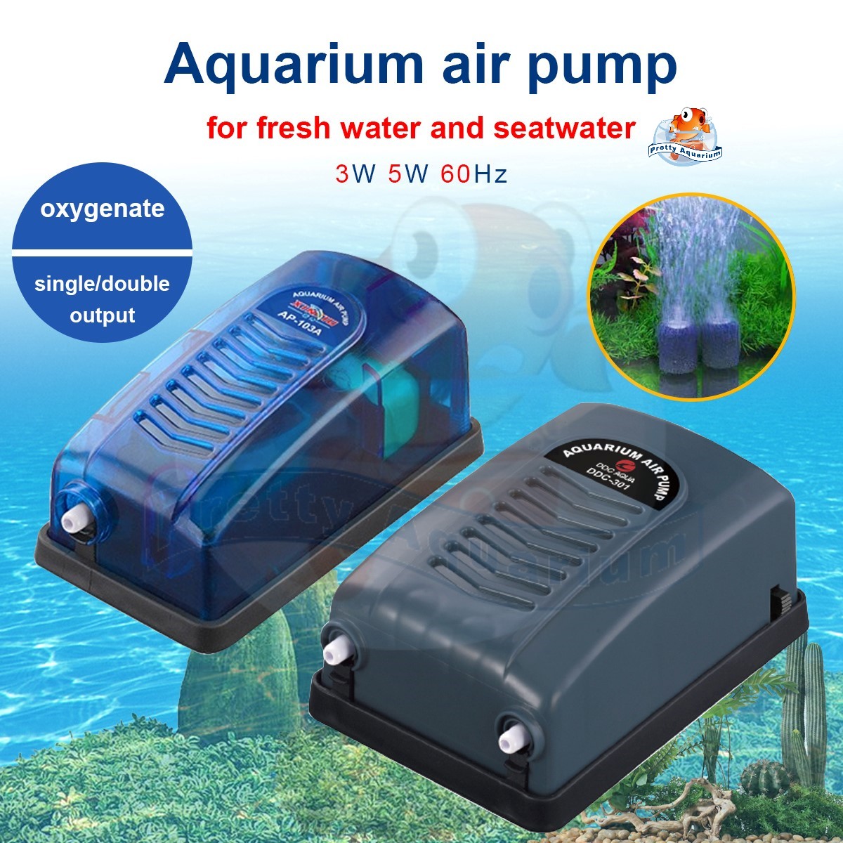 High Power Aquarium Oxygen Air Pump Adjustable Air Flow Fish Tank Air  Compressor
