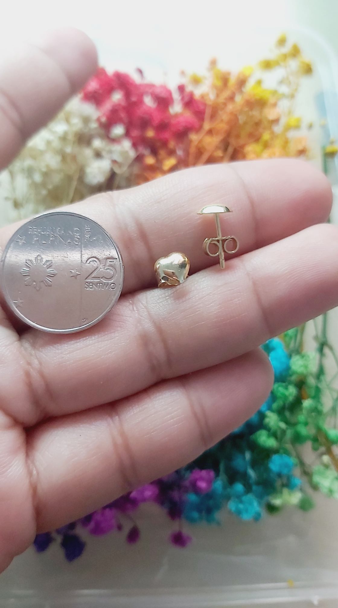 Pawnable 18k Saudi gold stud Earring gold heart | Lazada PH