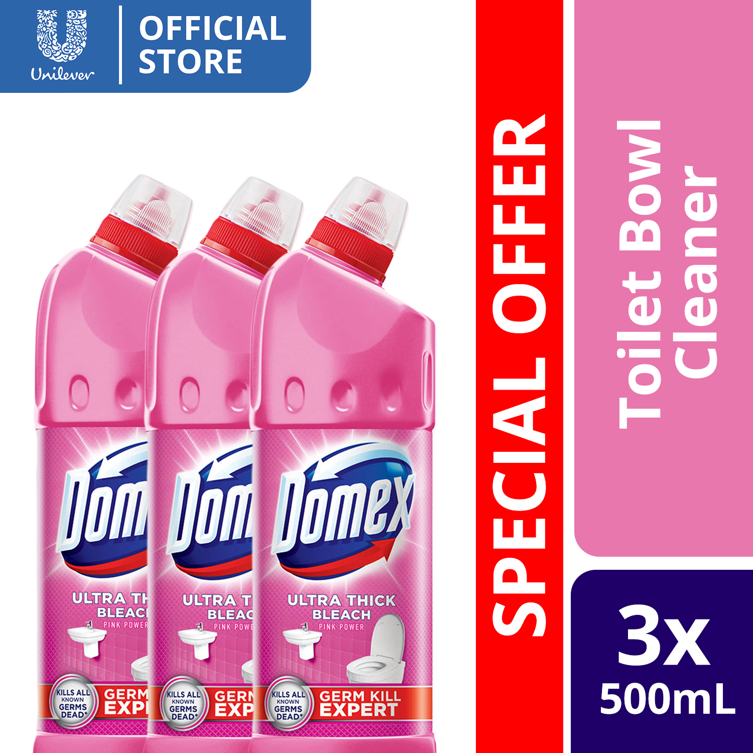 [BUNDLE OF 3] Domex Ultra Thick Bleach Toilet Cleaner Pink Power ...