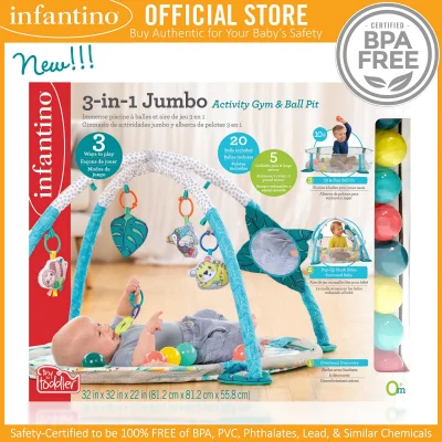 INFANTINO 3-in-1 Jumbo Activity Gym & Ball Pit (BPA-Free)