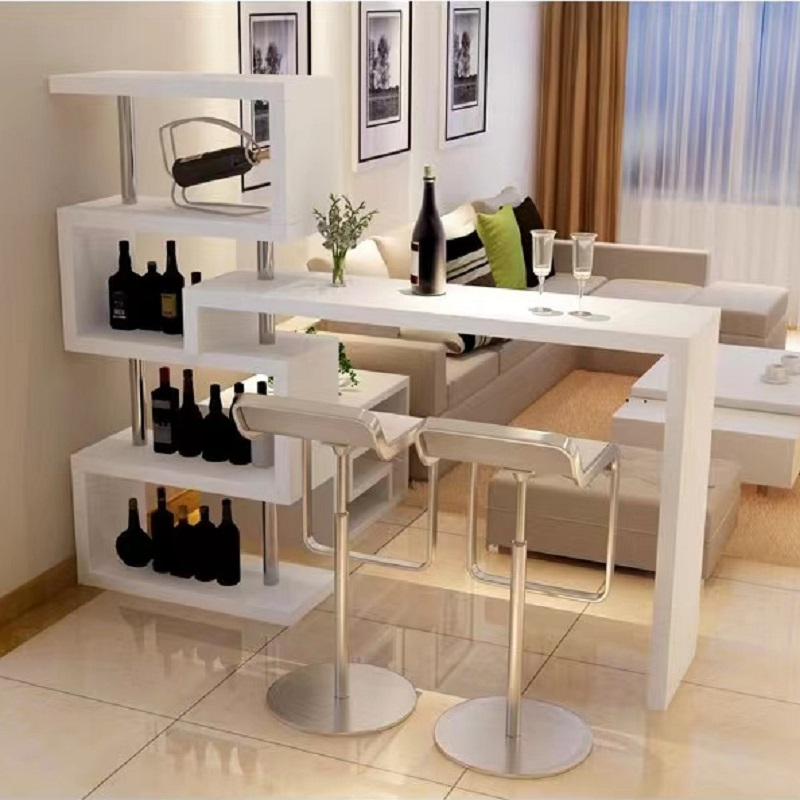 (WHITE) Bar table with Wine Rack 360 Swivel Bar Counter Table for ...