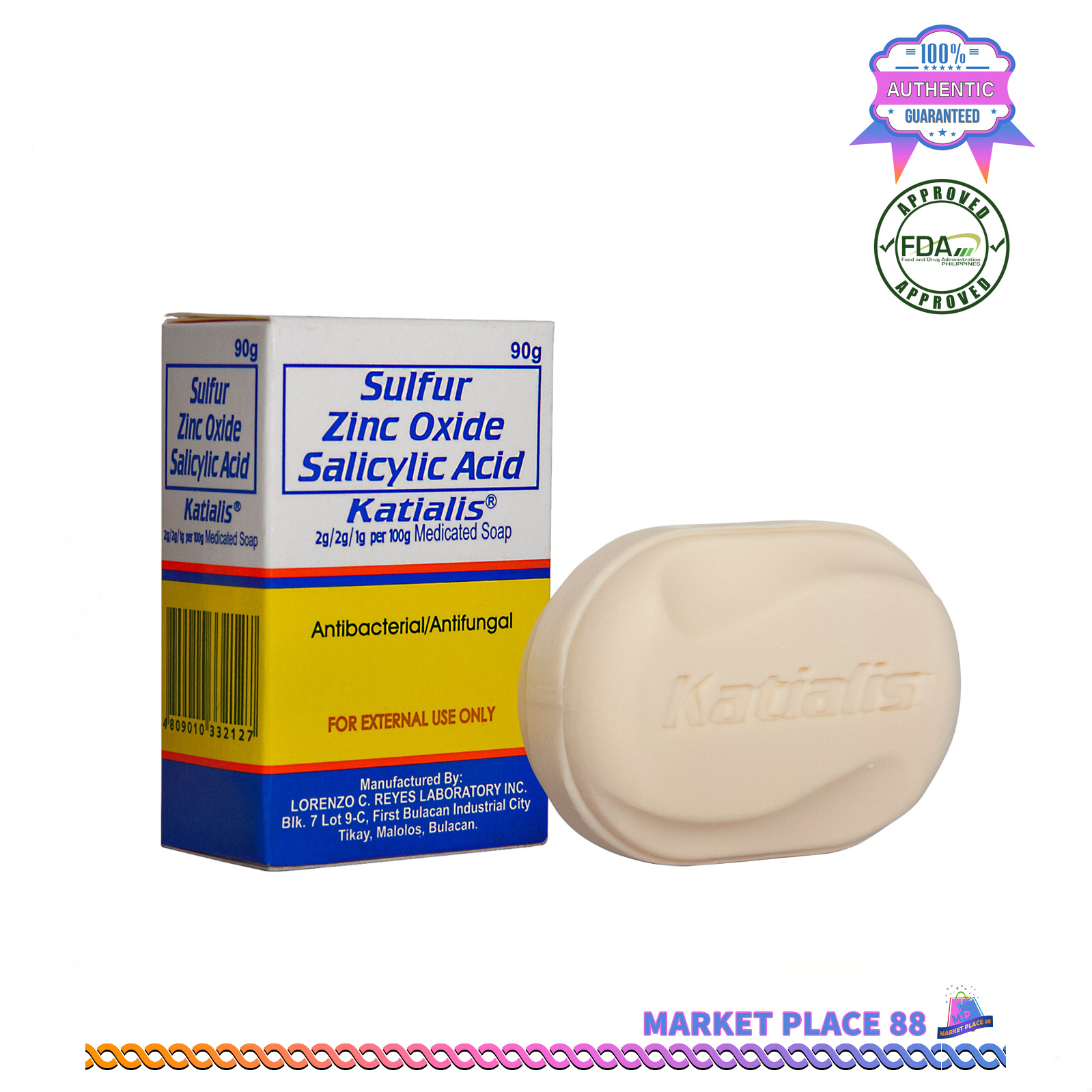 KATIALIS SOAP Sulfur Zinc Oxide Salicylic Acid Anti Fungal Anti