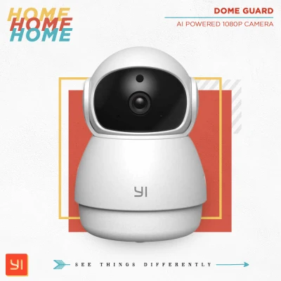 YI Dome Guard Camera , AI-Powered 1080p, HD Night Vision 360 Degree Wi-Fi IP Camera Home Surveillance System, Human & Motion Detection, Abnormal Sound Detection Baby Crying Alert WIFI Time Lapse Cloud CCTV Camera