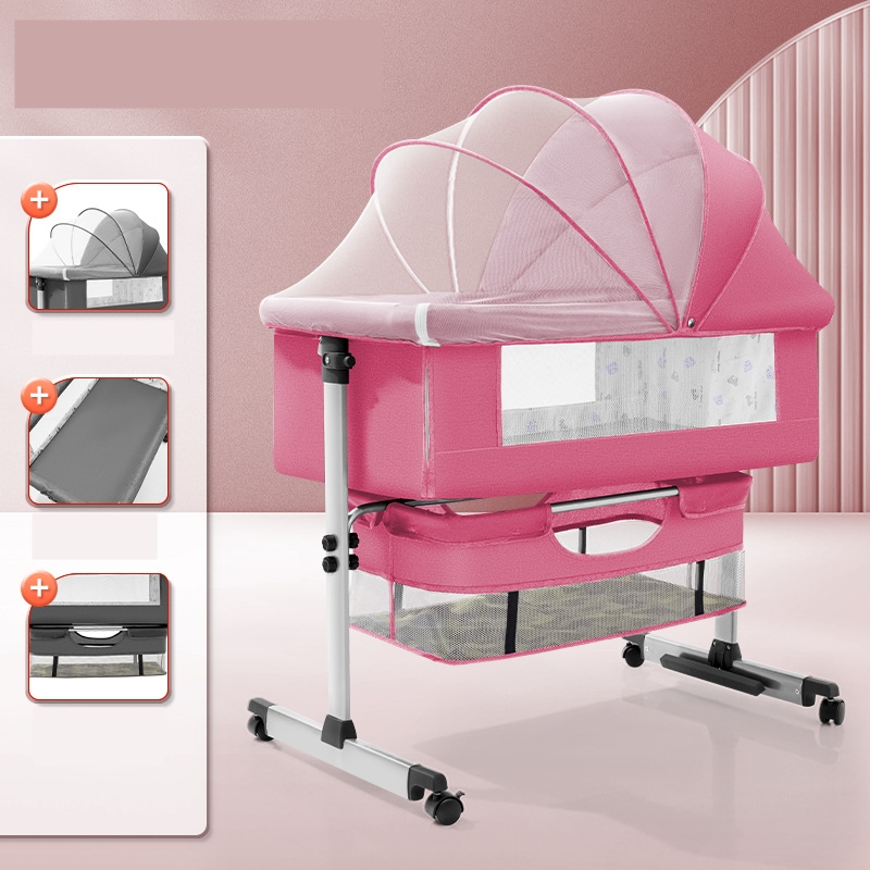 Baby Crib Liftable Baby Rocker Bed Multifunctional Mobile Crib