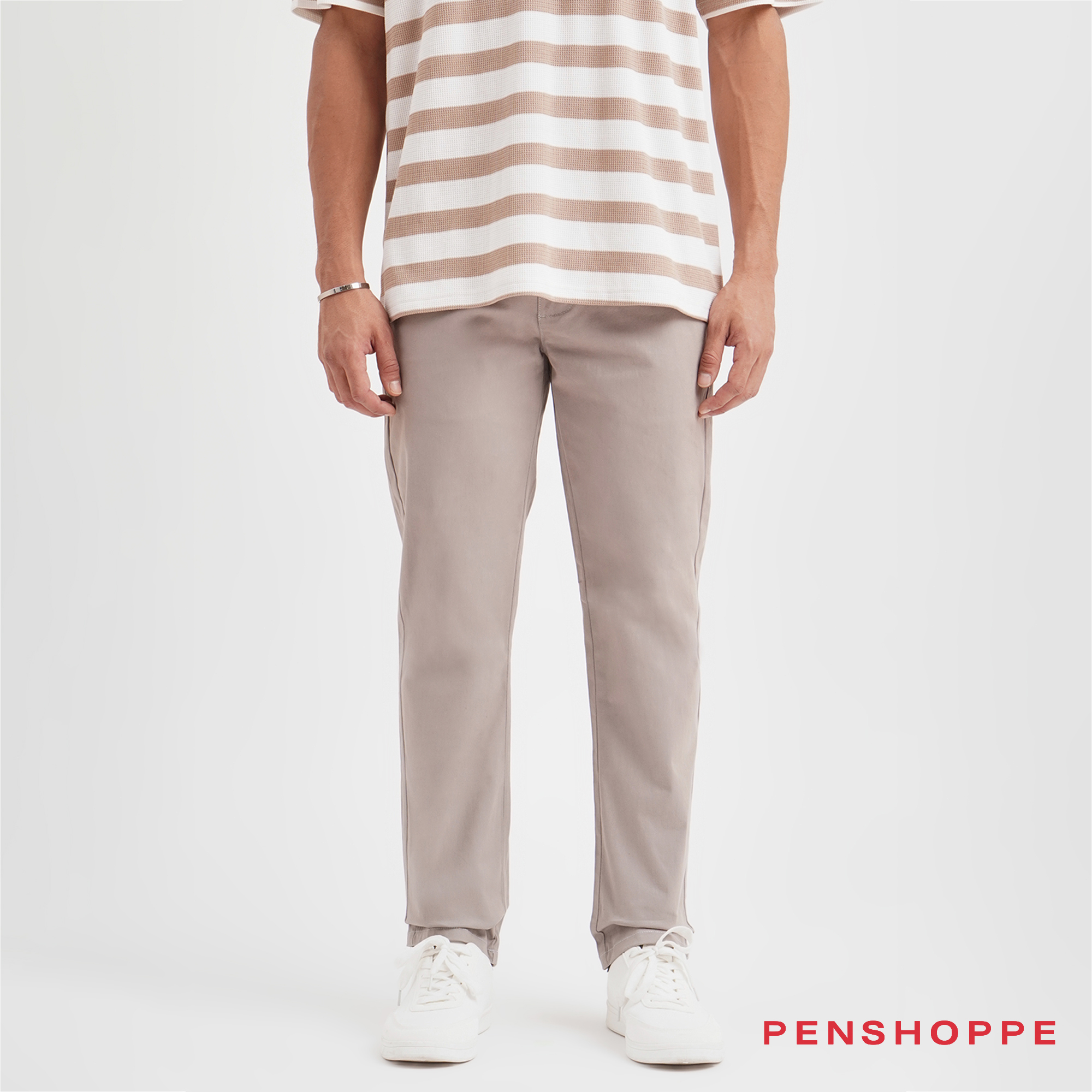 Penshoppe Chino Trousers For Men (Light Gray)