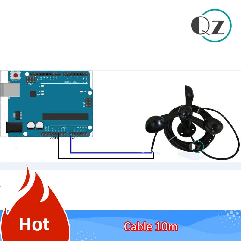 01- 56M/S Wind Speed Sensor Three Cup Anemometer Wind Speed Measurement Meteorological Wind Sensor For Single Chip STC89 STM32