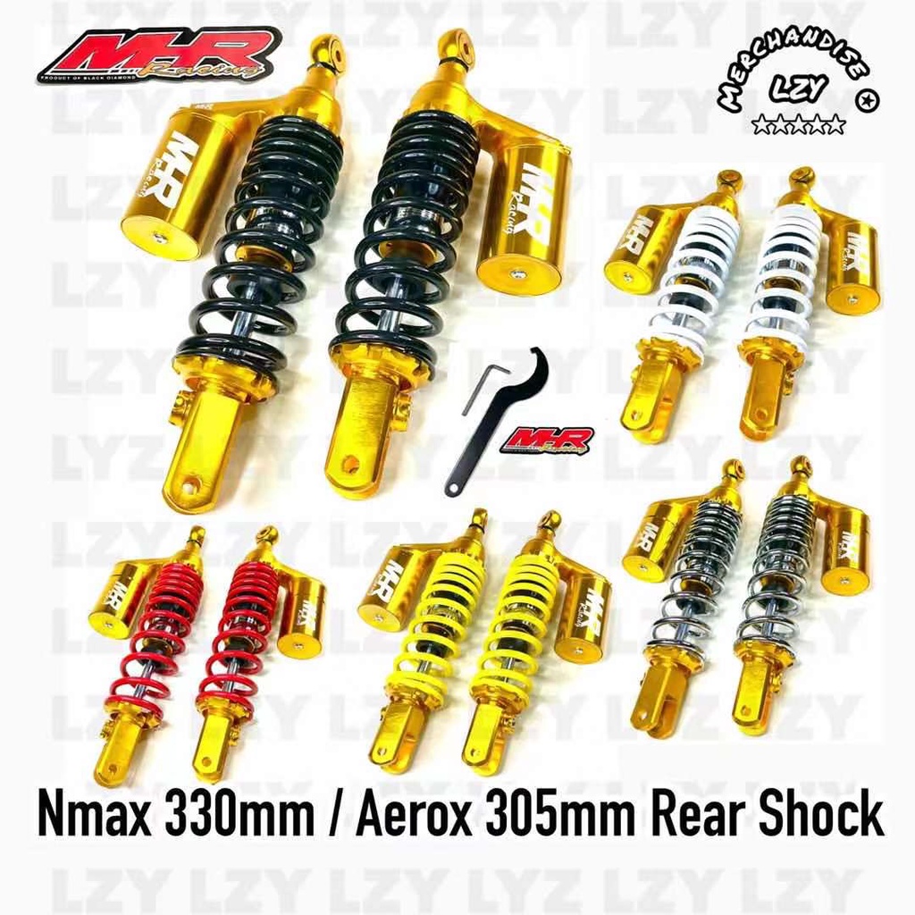 Set MHR Rear Shock Gas Absorber for Nmax 330mm / Aerox 305mm GOLD V1 ...