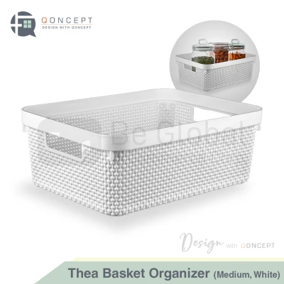 Qoncept Furniture Thea Basket Organizer / Multi-Purpose Kitchen and Pantry Plastic Basket Organizer