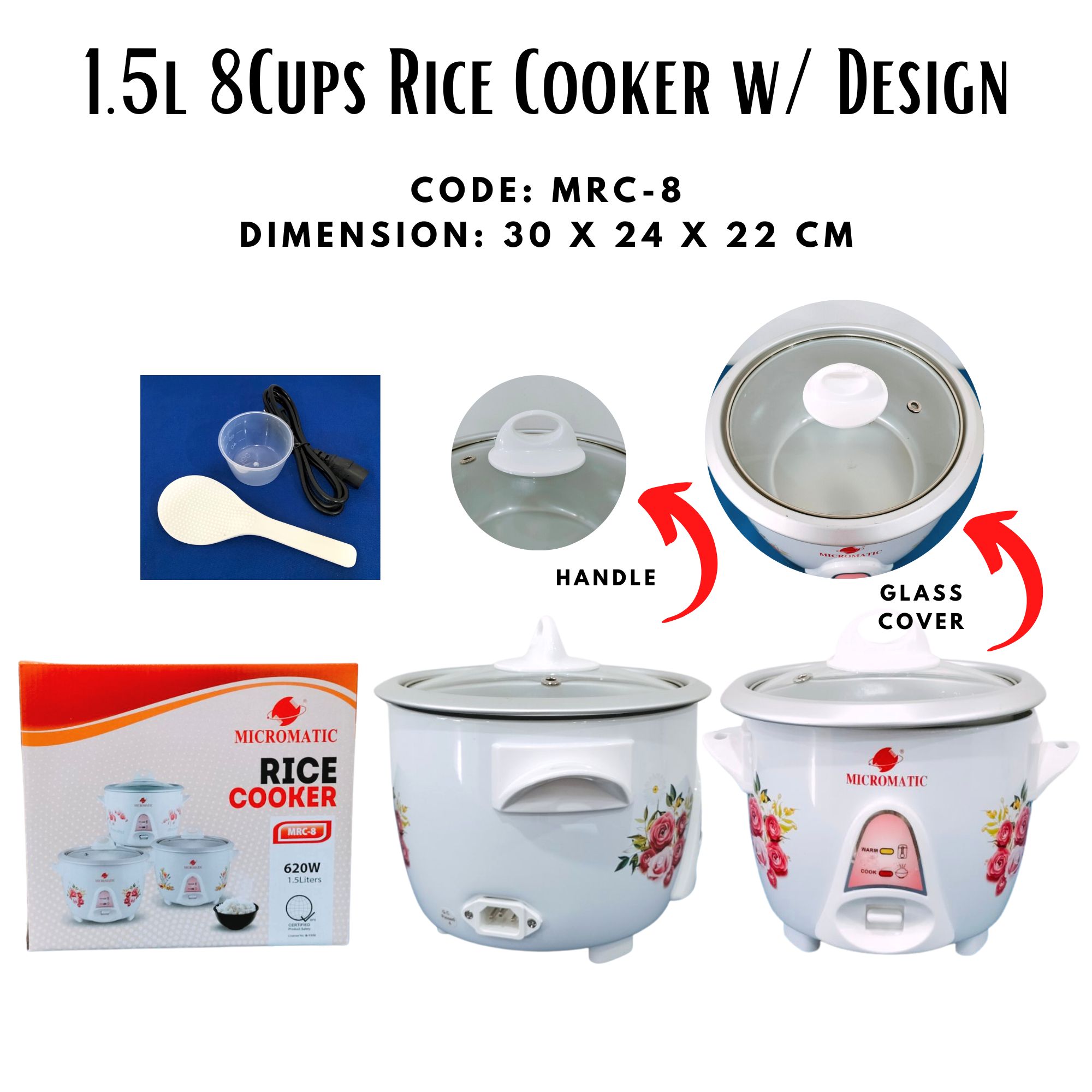 RICE COOKER 1.5 LITERS/ RICE COOKER WITH CUP/ RICE COOKER WITH 