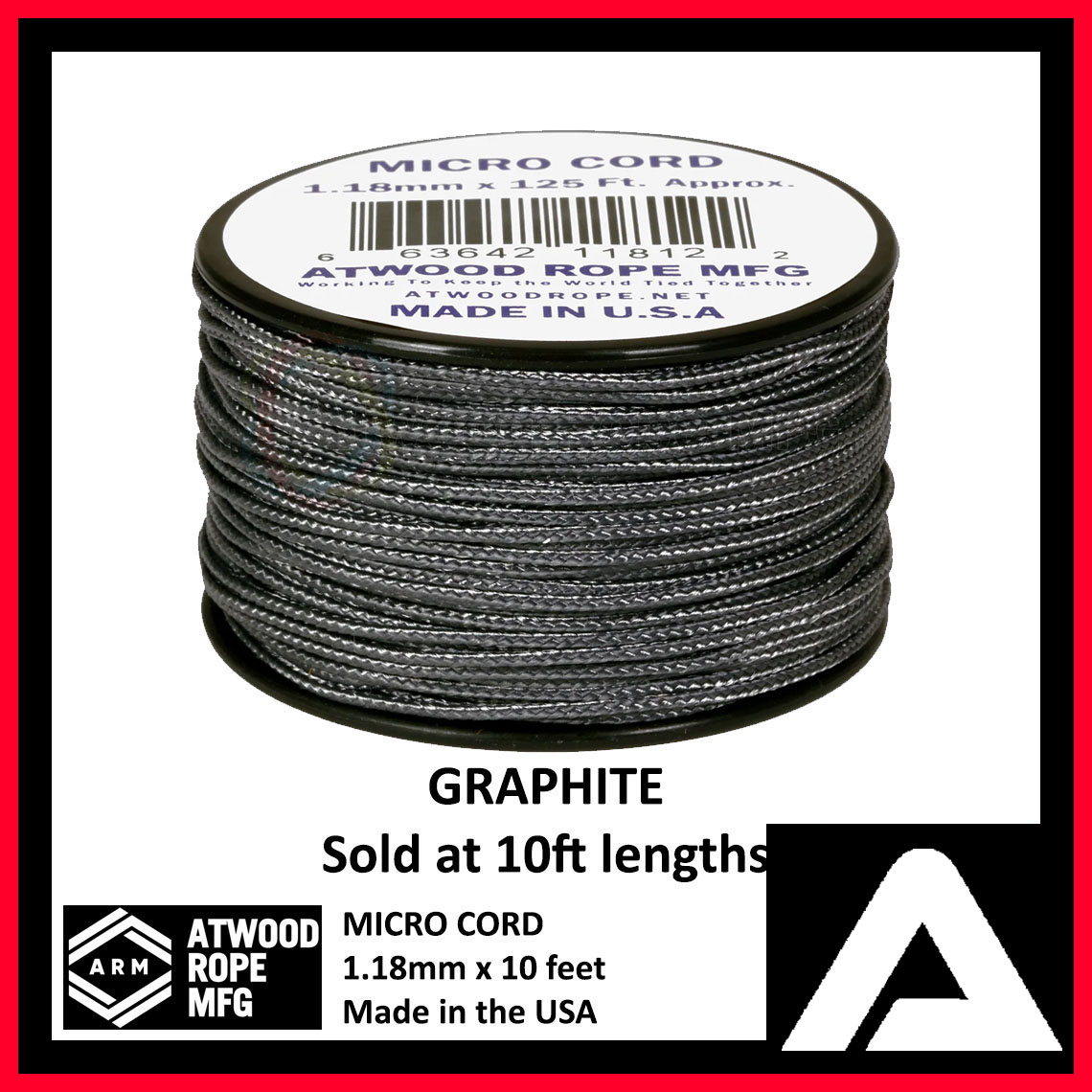 1.18mm Micro Cord Reflective - Black – Atwood Rope MFG