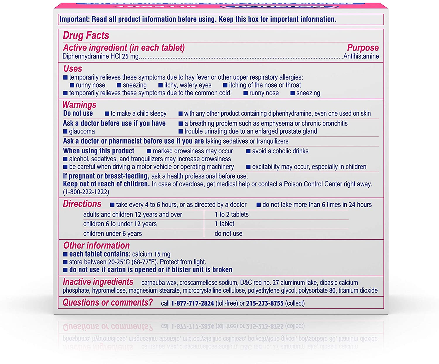 EXPIRY 12/2019 NO BOX Benadryl Ultratabs Antihistamine Allergy Medicine