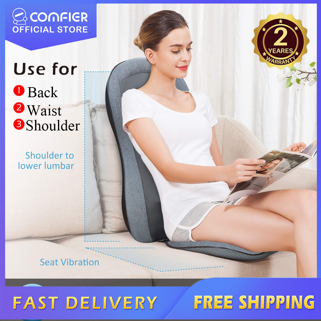 Comfier Cordless Back Massager with Heat - Rechargeable Chair Massager,  Shiatsu Massage Chair Pad with Adjustable Intensity