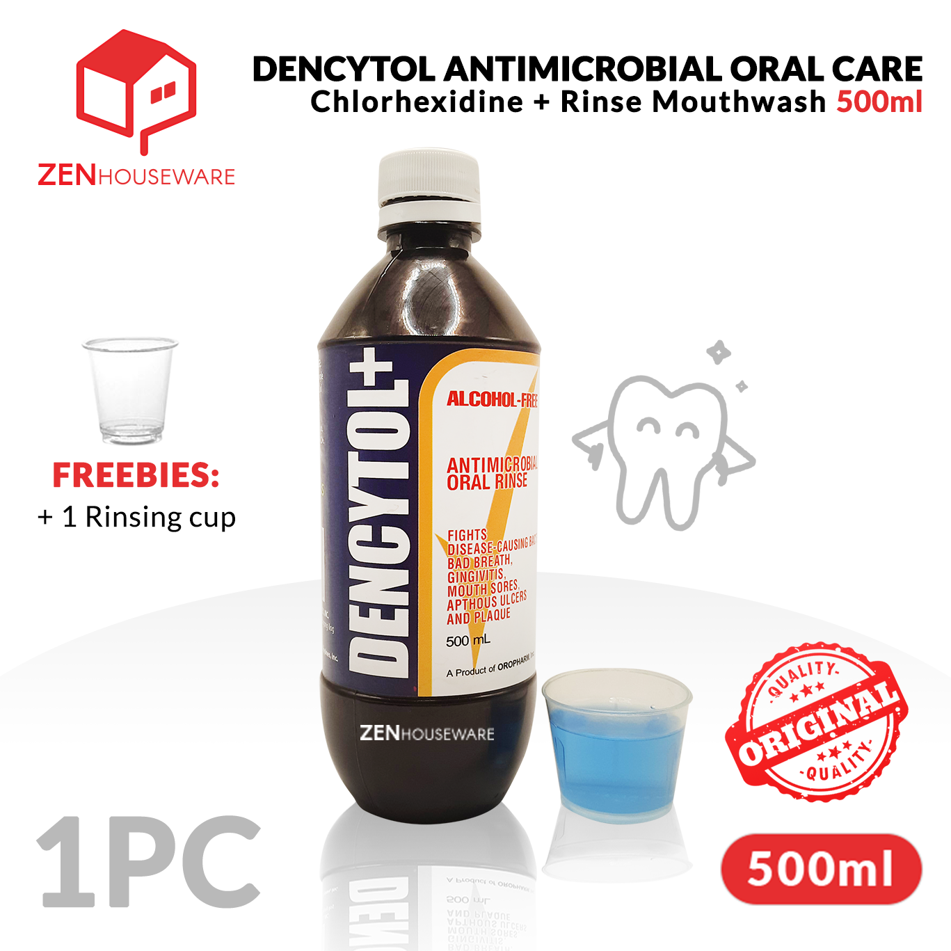 Dencytol Antimicrobial Oral Care + Chlorhexidine Rinse Mouthwash 500ml