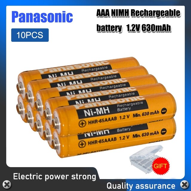 4 piles AAA Panasonic 1,2 V 630mAh pour téléphone sans fil - Rechargeable  HHR-65AAABU