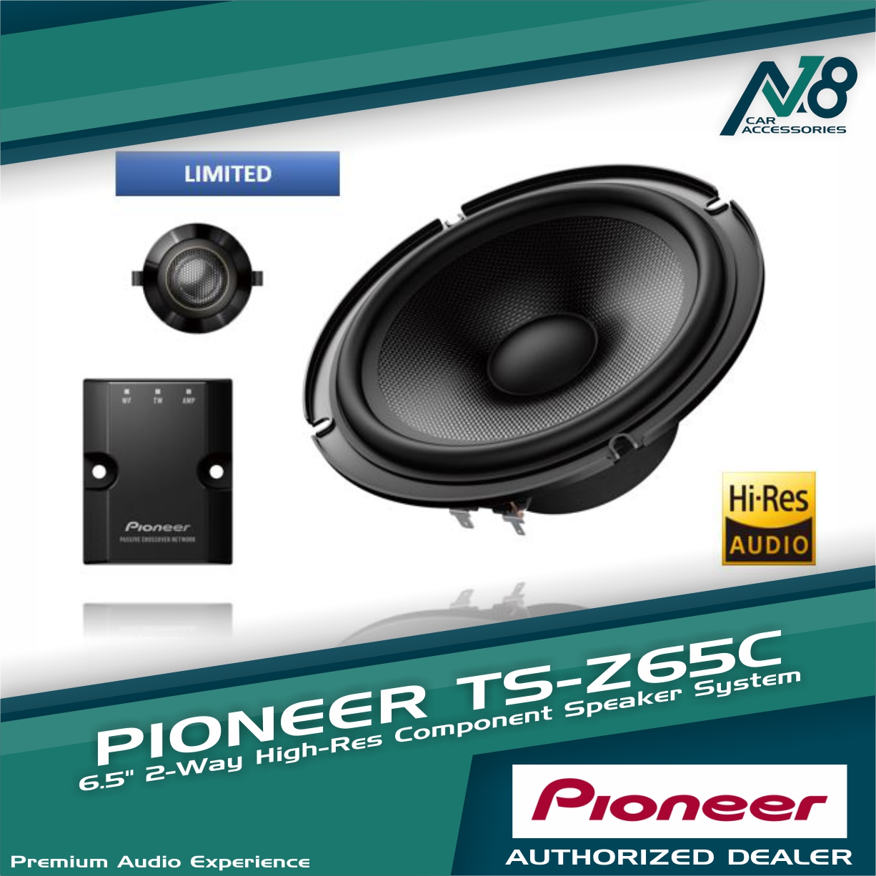 Pioneer TS-Z65C 6.5” 2-Way Component Speaker System High Res Audio 
