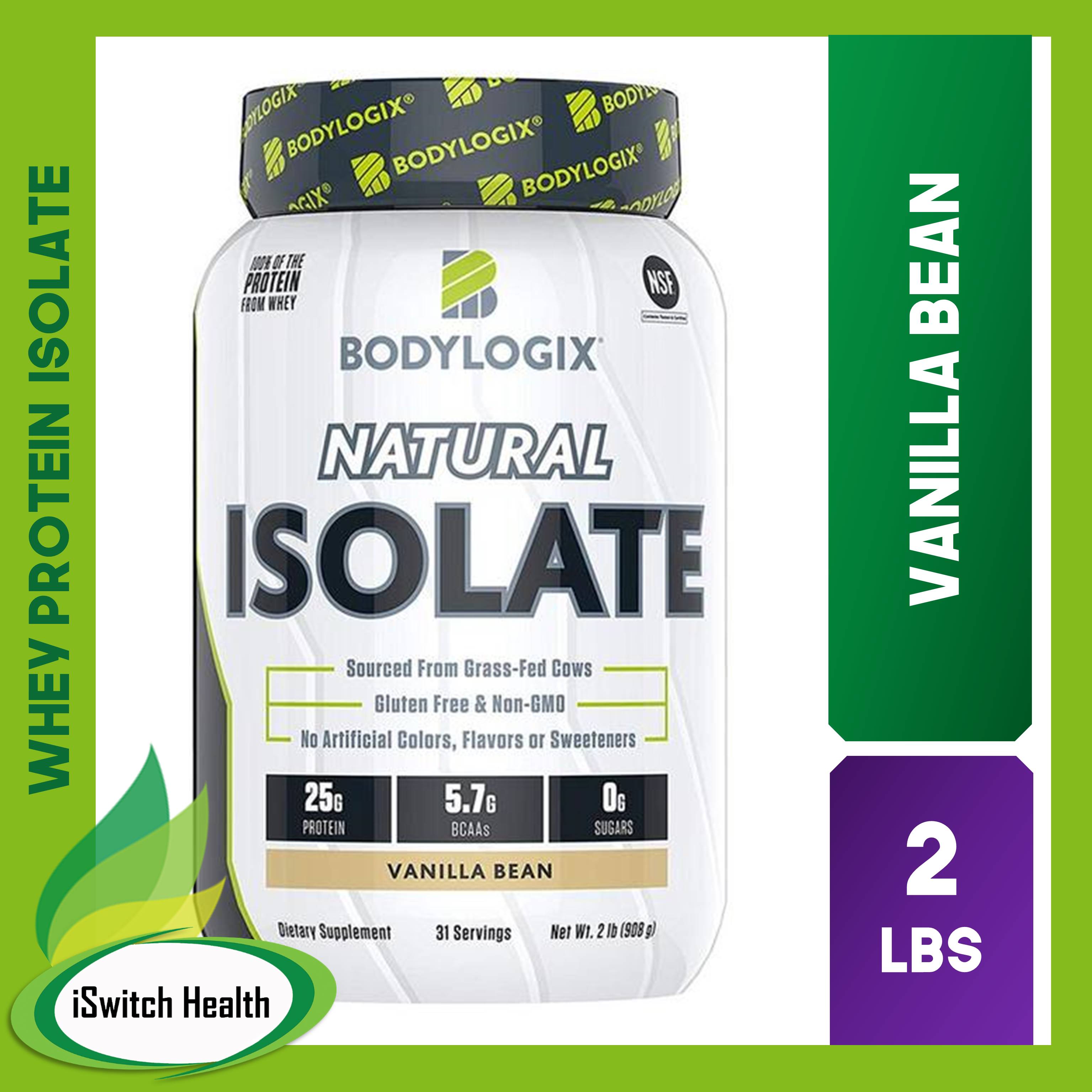 BodyLogix Natural Isolate Protein Powder 2lbs Vanilla Bean