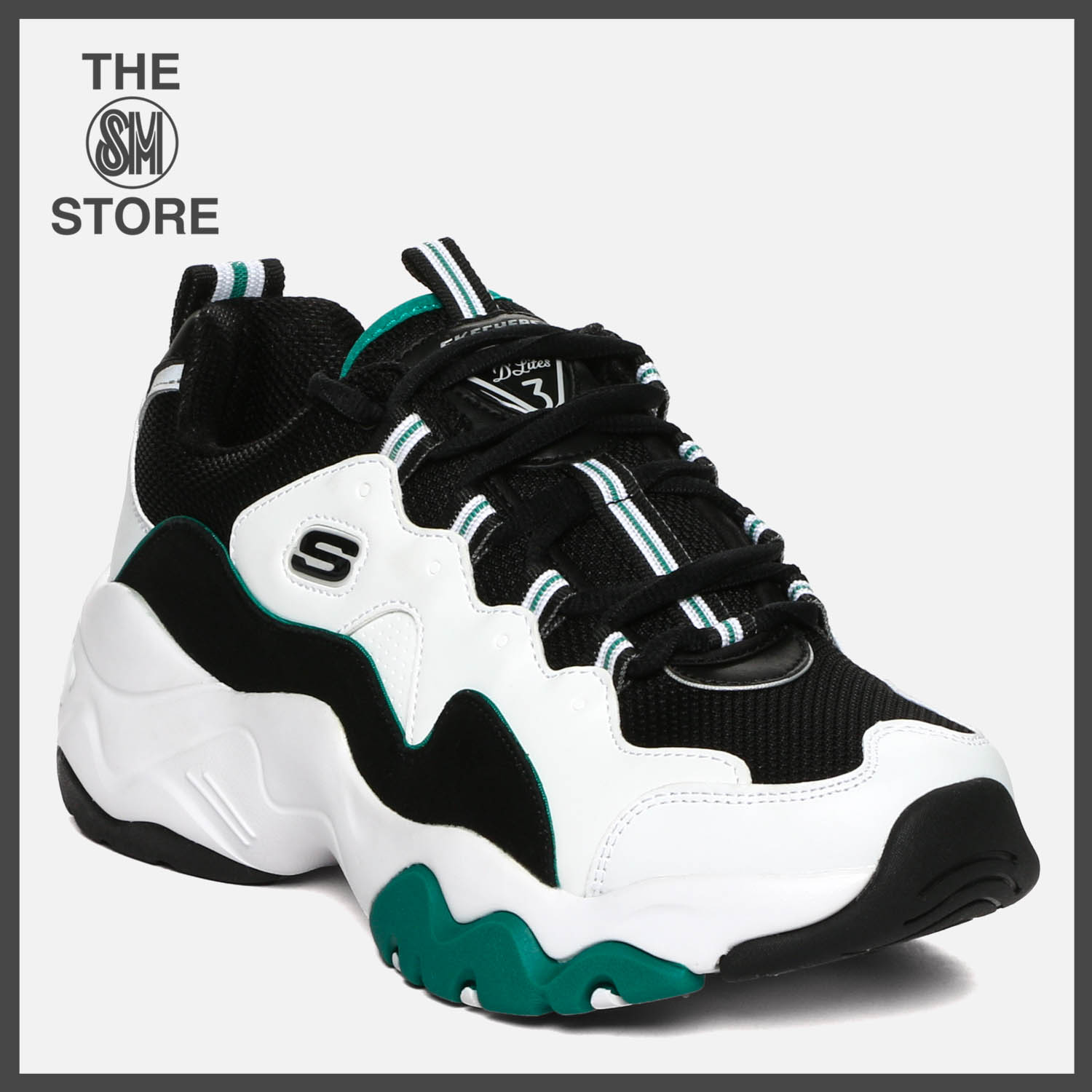 Skechers Men’s D’Lites 3.0 Gobline Sneakers in Black, White, and Green ...