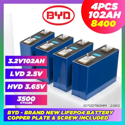Lifepo4 Battery 4 unit BYD 3.2V 102ah 100ah Prismatic Great Power LiFePO4 Lithium Ion Phosphate Battery