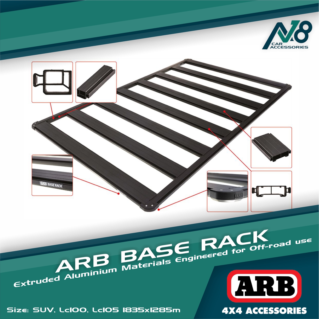 ARB BASE Rack Flat Rack SUV, LC100, LC105, LC76 1835x1285 Genuine ...