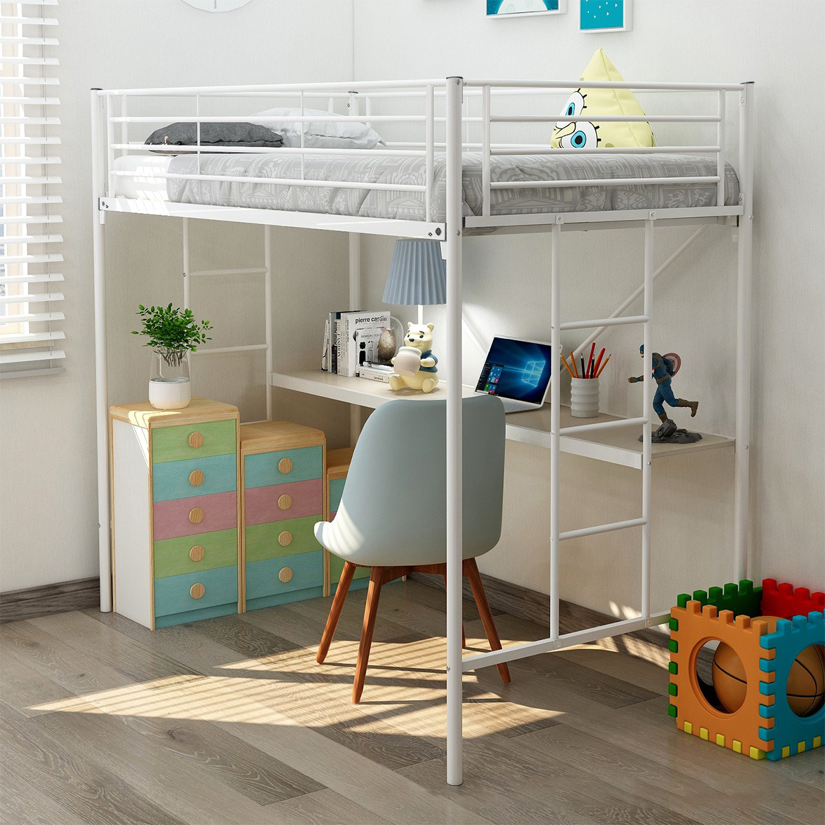 190CM Loft Bed Iron Frame Bed Dormitory Bed Frame Double Deck Bed with