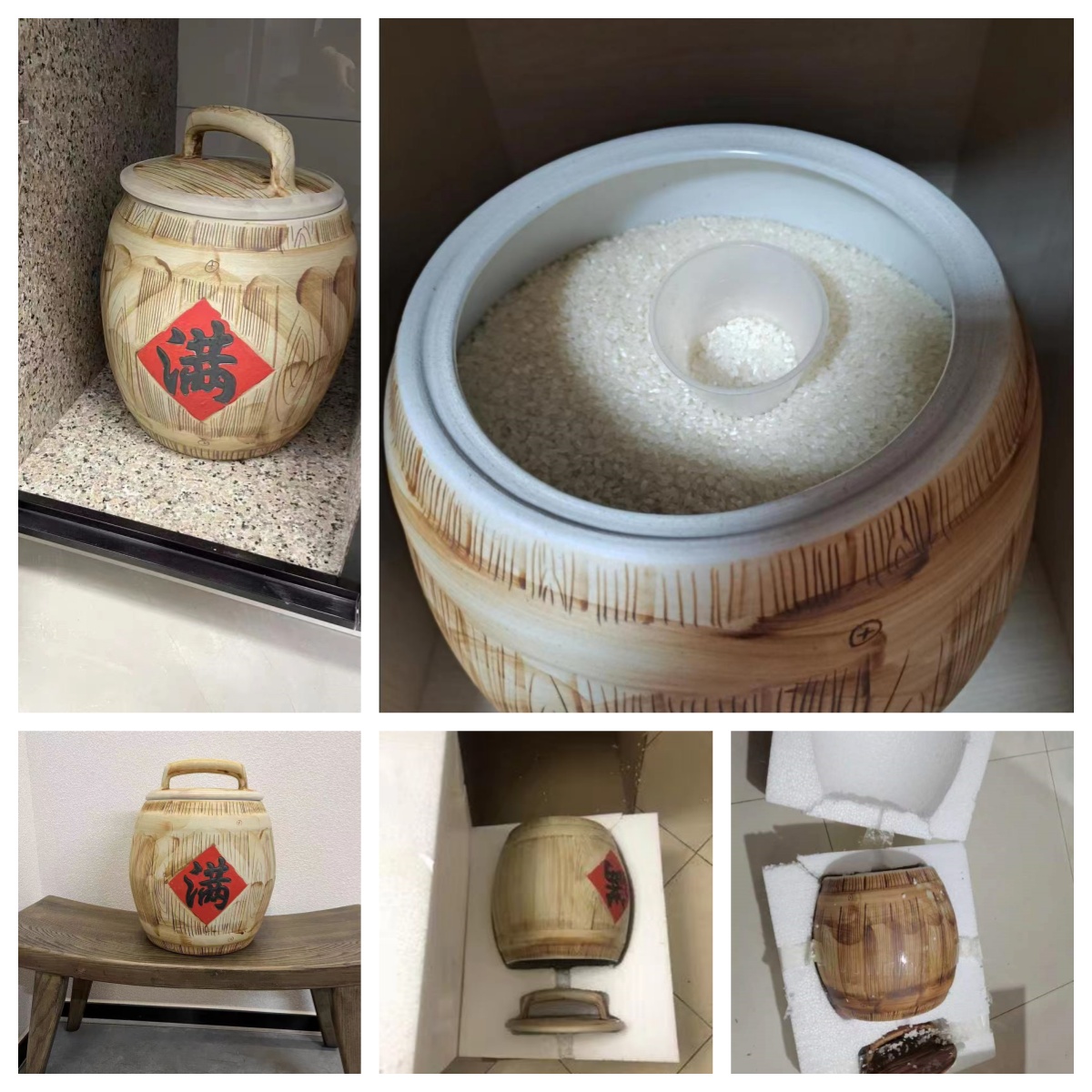 10kg Rice Dispenser Ceramic Large Ceramic Rice Storage Jar With Lid ...