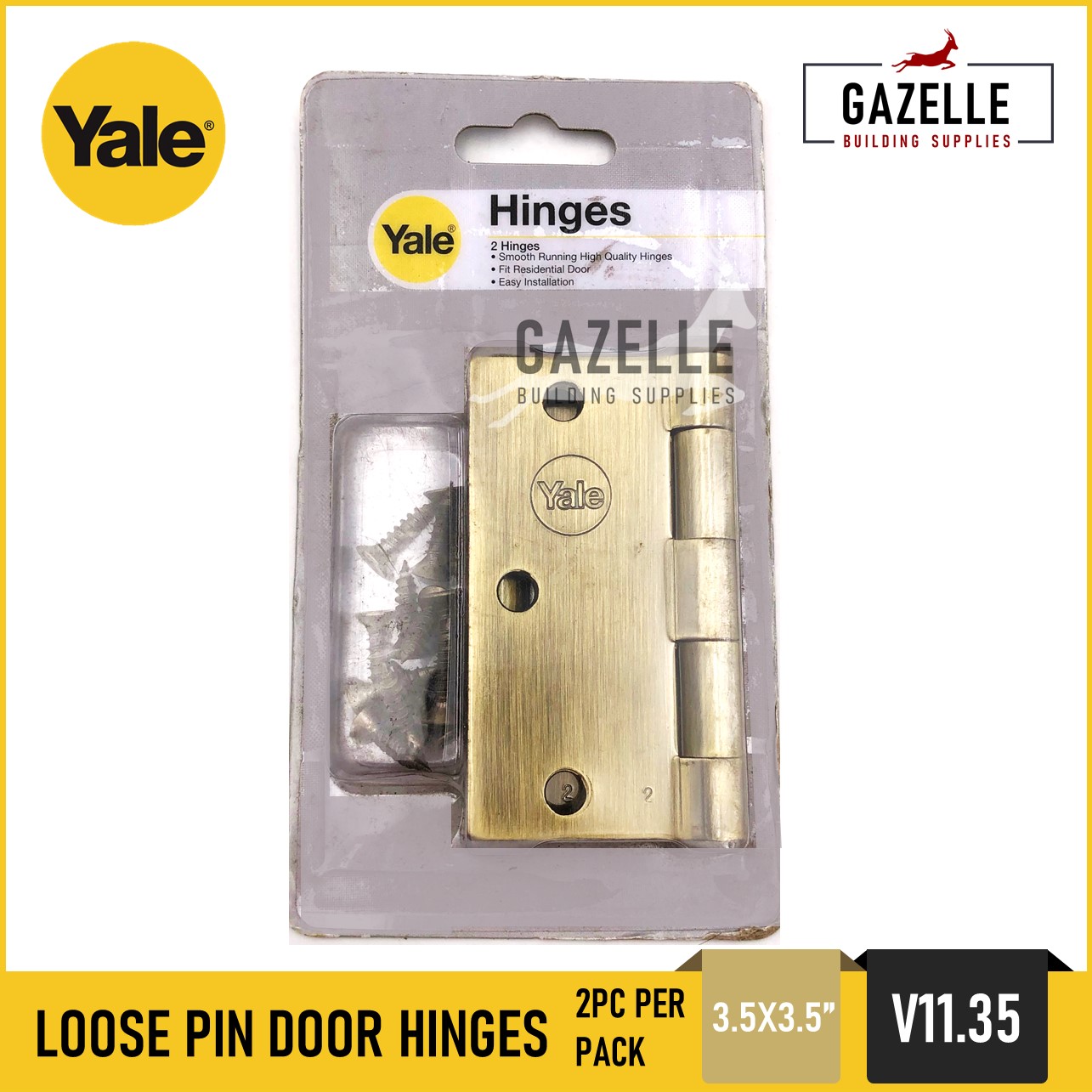 Yale Door Loose Pin Hinges Heavy Duty Door Hinges Antique Brass V11