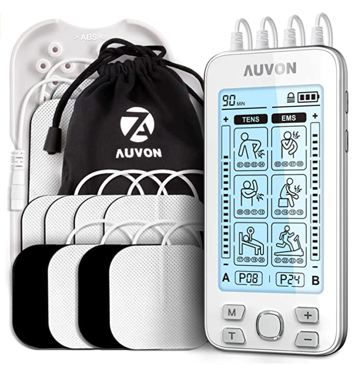 AUVON Dual Channel TENS Unit Muscle Stimulator Machine with 20 Modes, 2  and 2x4 TENS Unit Electrode Pads