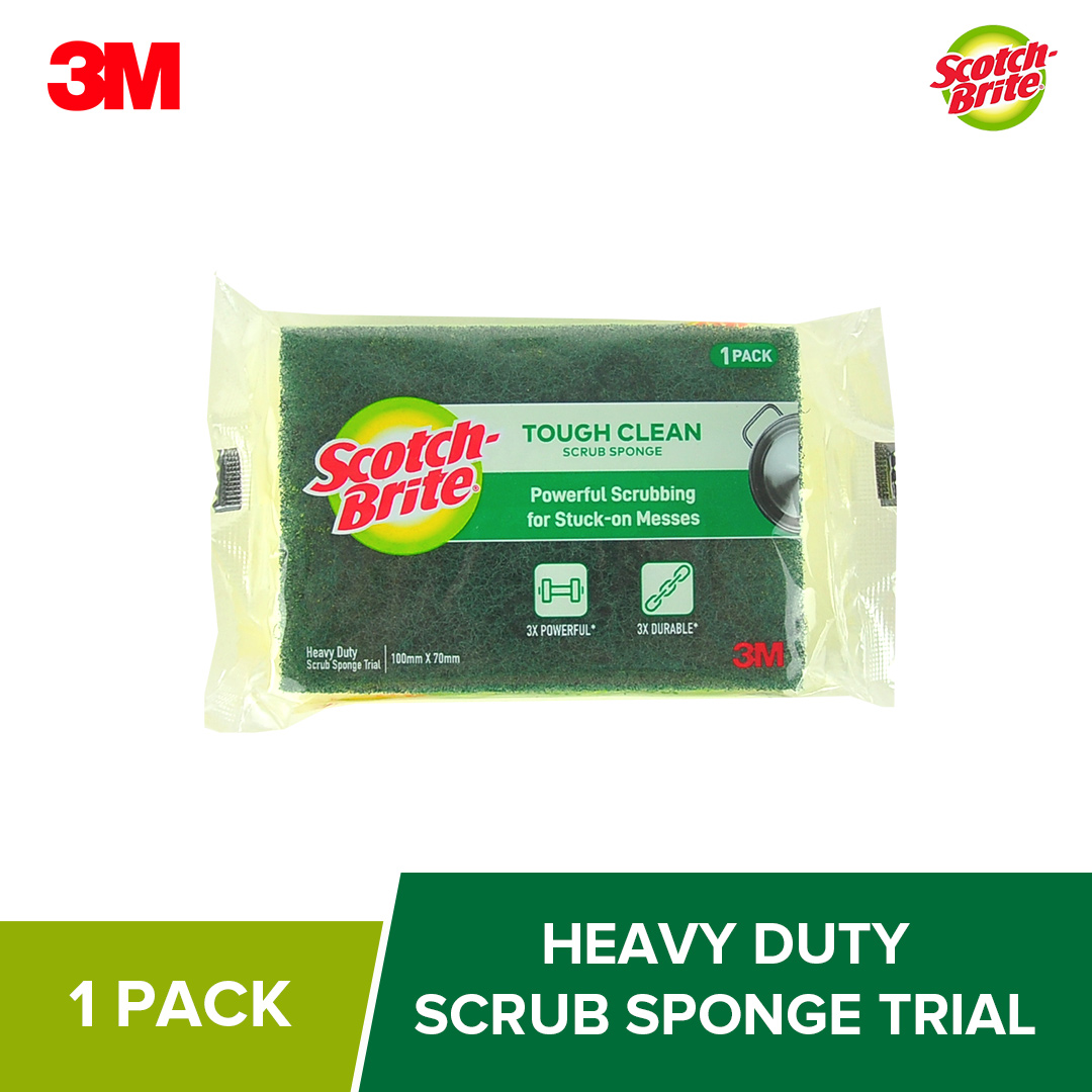 3M Scotch Brite Tough Clean Scrub Sponge Trial Loose (Green) 100mx70mm