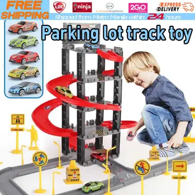 New 4 Layers Track Alloy Car City Parking Lot Toy Parking Lot Children Electric Toys Educational Toys