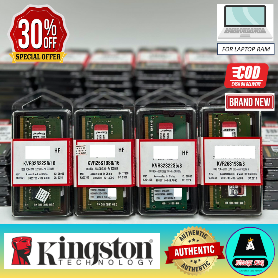 Kingston ValueRAM 8GB/16GB DDR4 2666Mhz/3200Mhz SODIMM Laptop