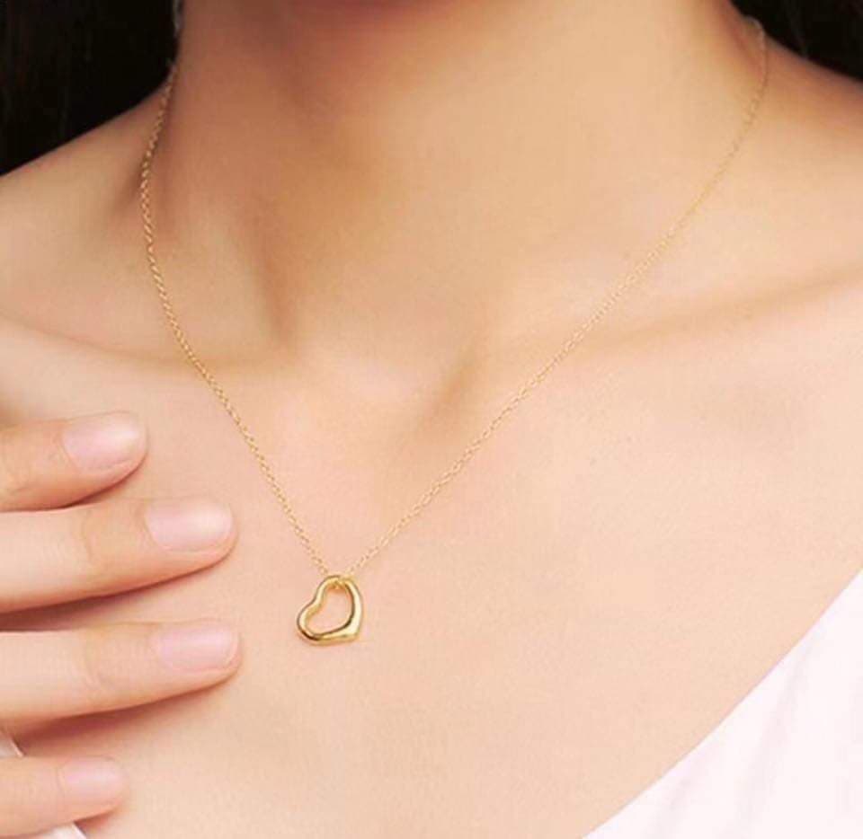Open Heart 24K CH Gold Pendant with 18K 