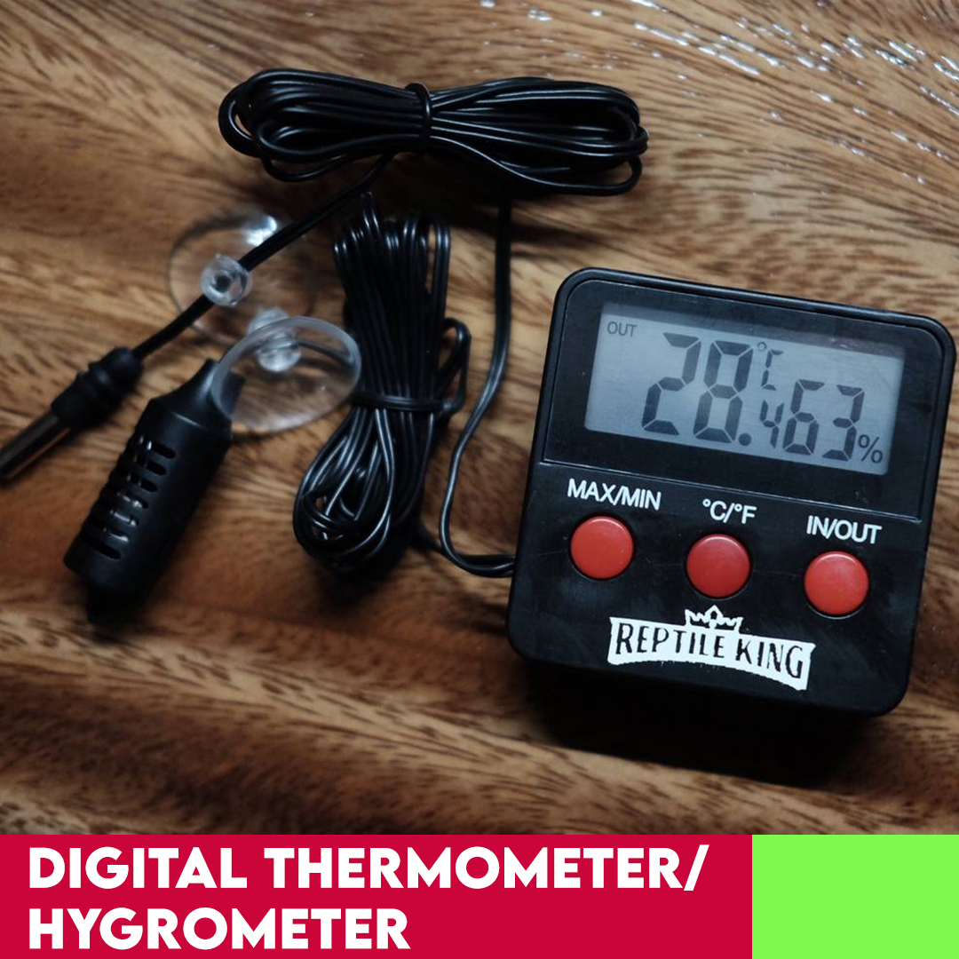 Digital Thermometer Hygrometer for Reptile Tortoise Enclosure Terrarium Incubator Brooder
