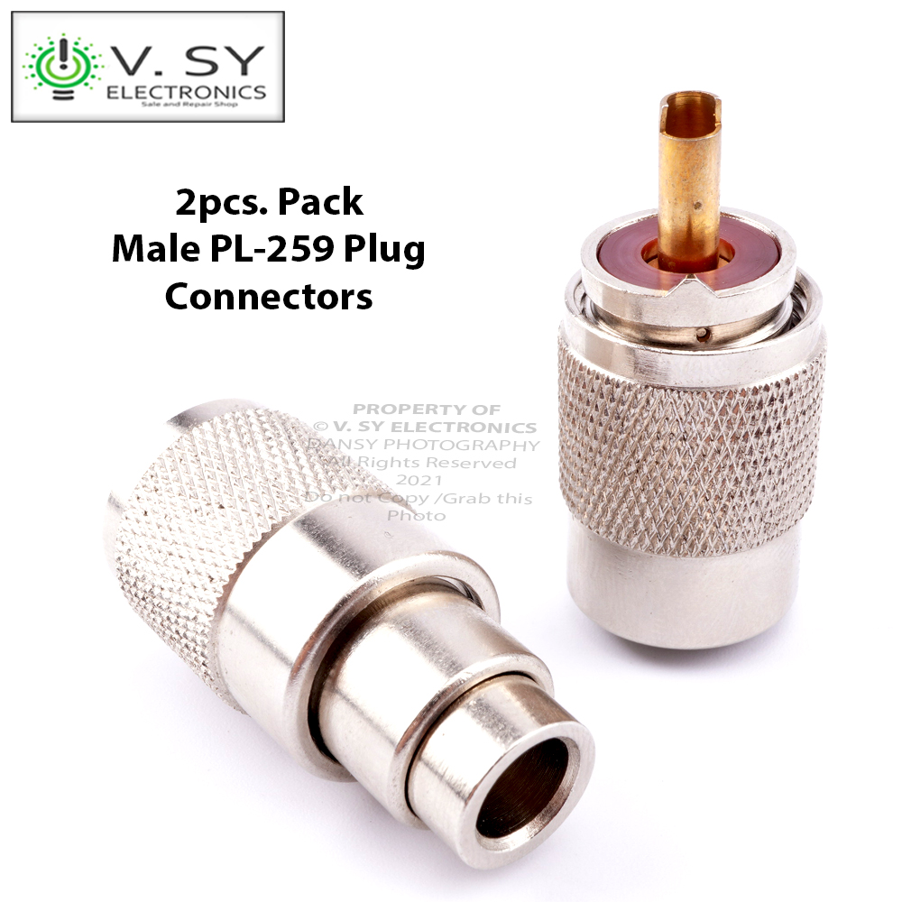 2pcs Pack Male Pl 259 Plug Connector Rf Uhf Rg8 Rg58 Wire Coax Coaxial