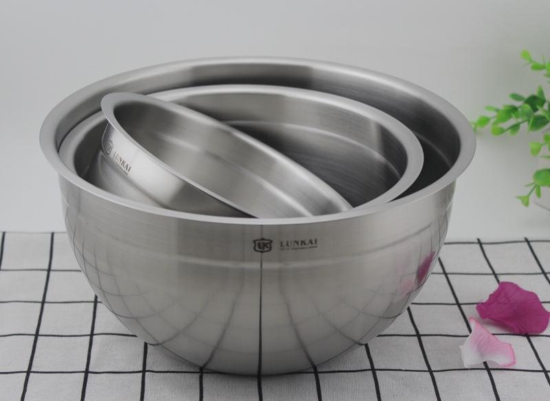 Xuất Khẩu Sang Vương Quốc Anh 18-10 Chậu Inox Bát Salad Trộn Rau Trộn Trứng Khay Trộn Bột Nắp Bảo Quản Thực Phẩm Bát Silicone Cuối