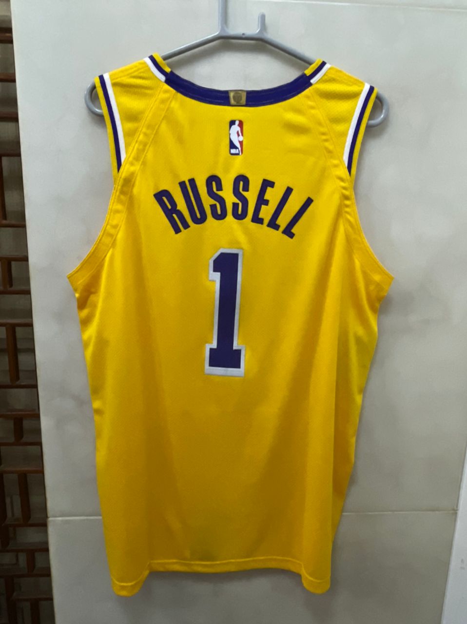 Original NBA Men's 2021-22 AU Yellow Los Angeles Lakers with or without  75th Diamond Logo #1 Russell #6 #23 LeBronˉJames Authentic Association  Edition Jersey with wish sponsor or bibigo sponsor