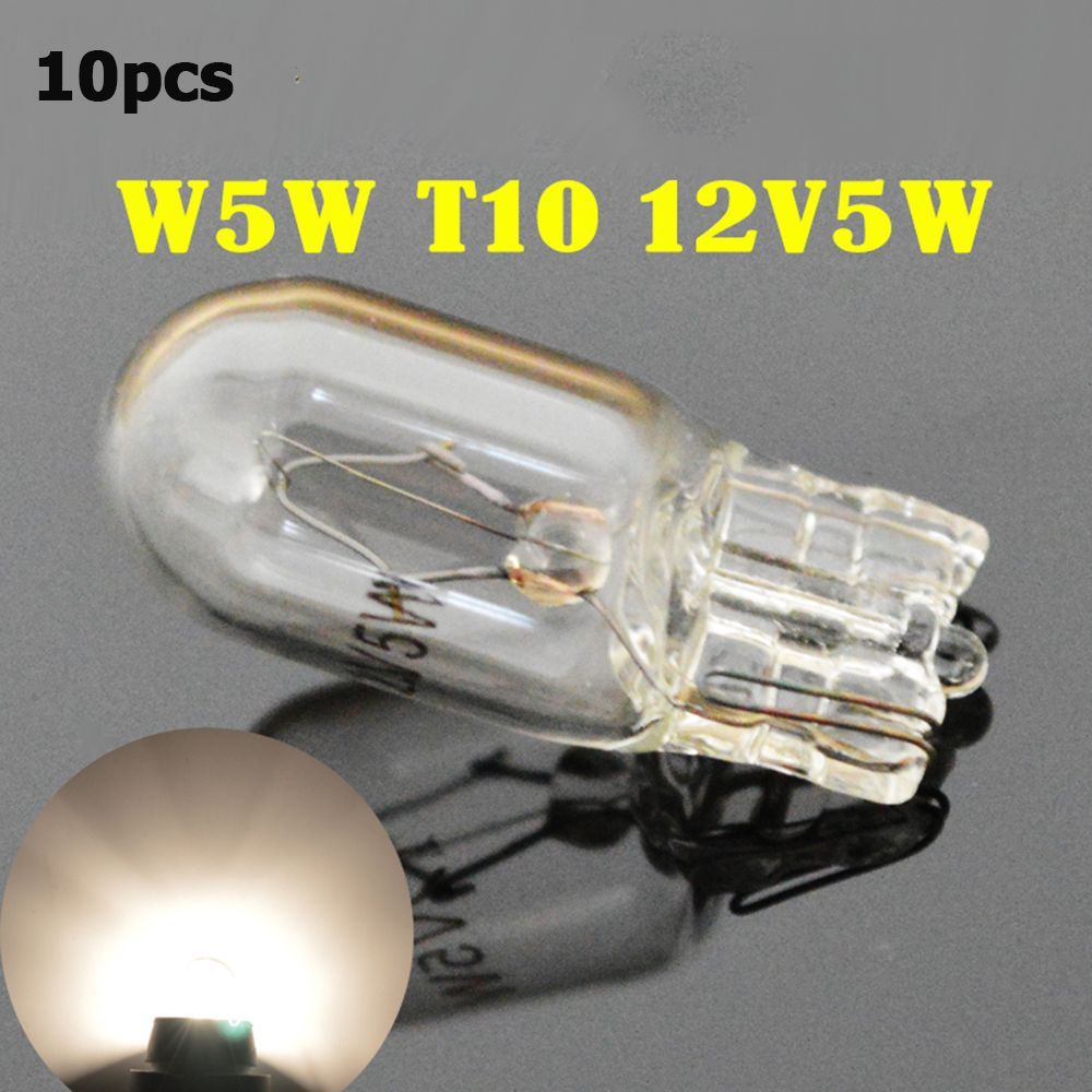 10pcs/set Warm White 12V 5W T10 W5W 194 168 Car License Plate Lights Width  Lamp Halogen Bulbs Signal Light Car Accessory