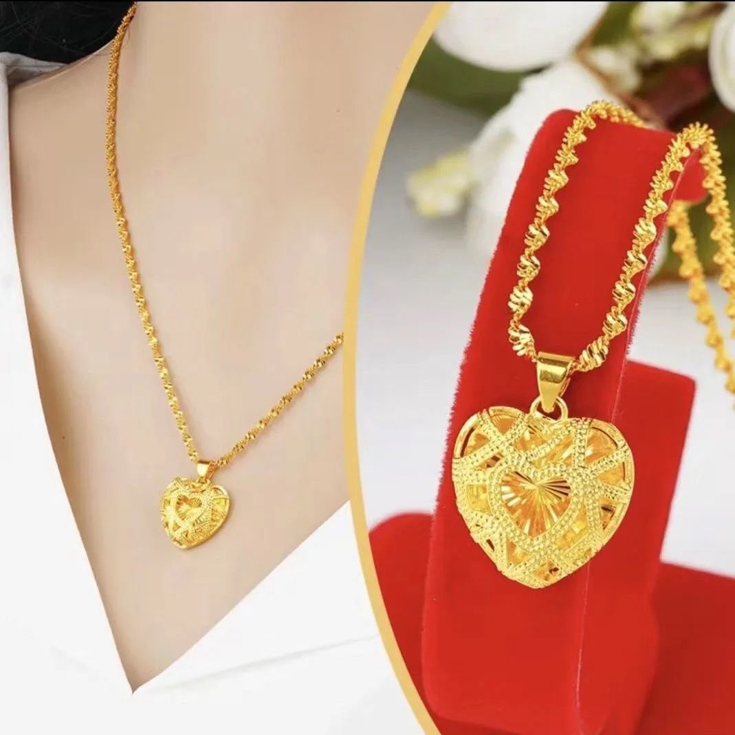 Real Gold] Pure 18k Saudi Gold Necklace Pawnable Original Necklace for  Women Necklace for Girls Korean Style Good Luck Couple Necklace Love Pendant  Fasion Jewellery Not Fade Birthday Present Engagement Gift Necklaces